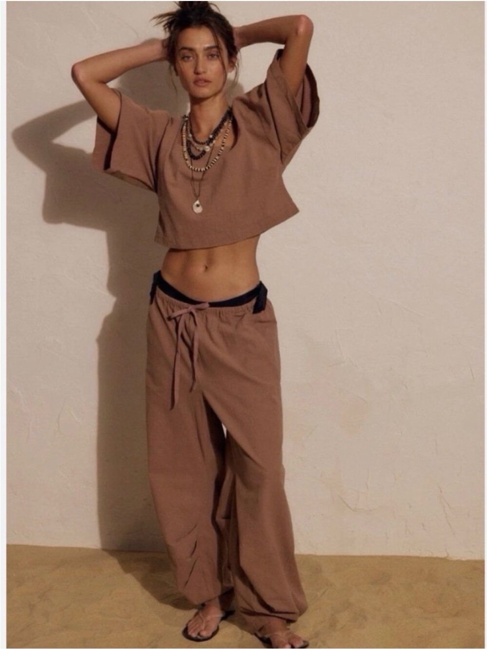 Free People Free-est Beach Bold Pant Set in Brown Truffle